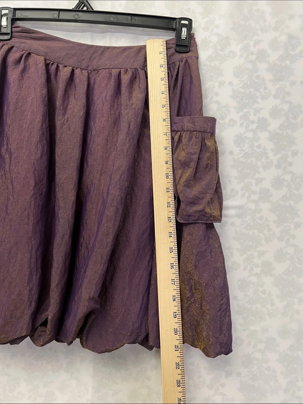 Purple and Gold Multichrimatic Gathered Puffy Skirt With Pockets